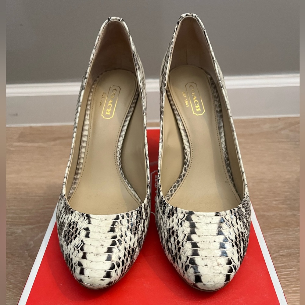 Women’s Coach snakeskin stilettos in original box size 6.5